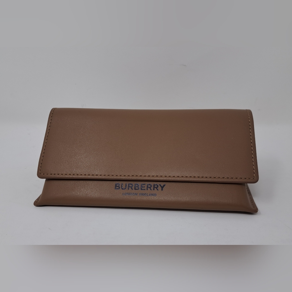 NWOT Burberry Sunglasses Case XL Brown Leather Authentic 7" x 2.5" x 3.5" - Picture 2 of 14
